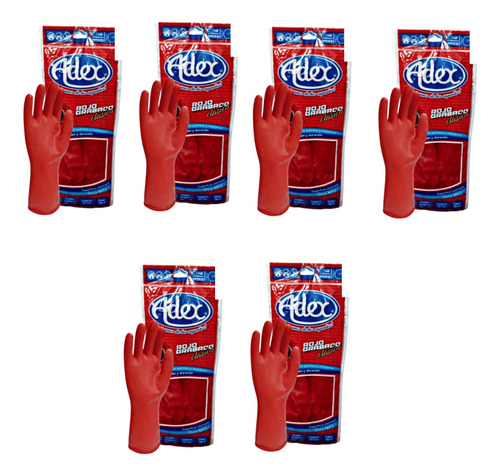 6 Guantes De Latex  Rojo Grabado Adex Numero A Elegir