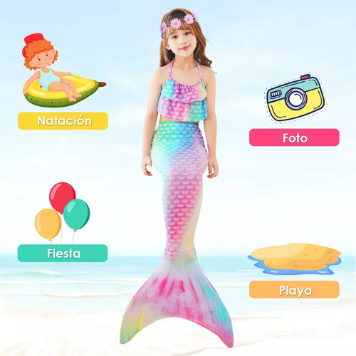 Bikinis Con Forma De Cola De Sirena Para Niñas, 4 Piezas