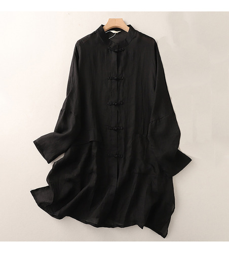 Vestido Holgado Tipo Camisa De Algodón Y Lino Para Mujer, Co