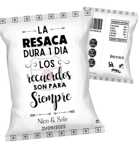 150 Mini Bolsitas Kit Anti Resaca 9x15 Cm Fiestas Cumples