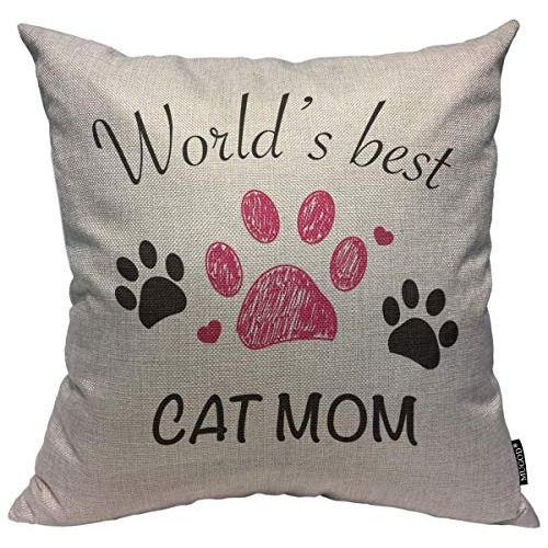 Funda De Almohada  Mejor Mamá Gata Del Mundo  Huellas ...