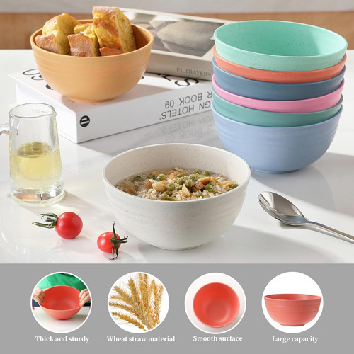 Tazón De Cereal De 8pcs, Tazones De Cereales De Paja De Trig