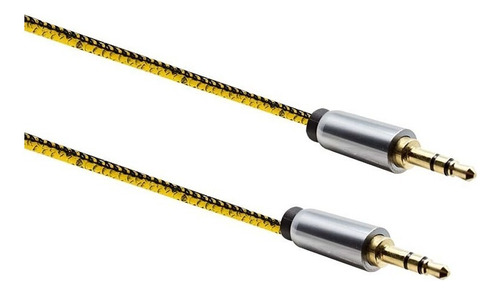 Cable Auxiliar 3.5 Mm Reforzado En Piel De 1 Metro Colores Amarillo