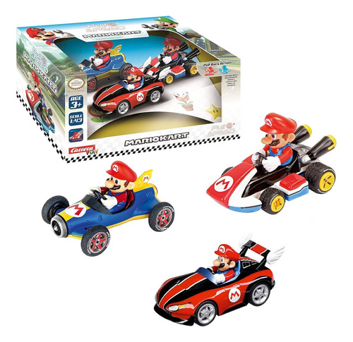 Pack 3 Vehiculos Pull & Speed Mario Kart 