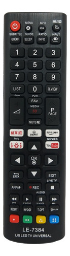 Controle Remoto Universal Smart Tv Net E Youtube Le-7384