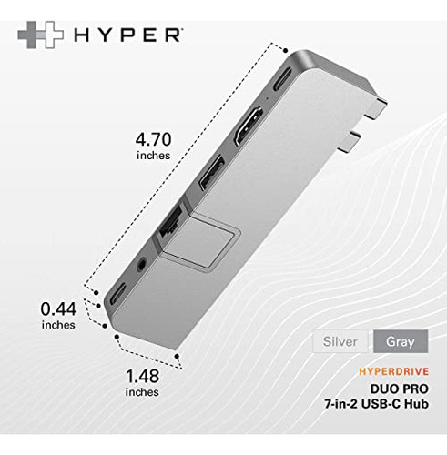 Hub Usb C Multipuerto Hyperdrive Duo Pro 7 En 2 Con Imán
