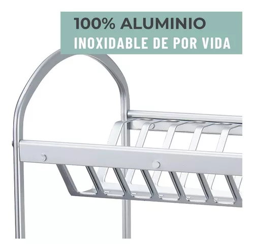 Escurridor Platos Platero 2 Niveles Aluminio 100% Inoxidable Gris