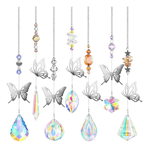7 Piezas De Perlas Colgantes Con Forma De Mariposa, Cristal