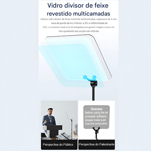 Teleprompter Portátil Desview Tp300 Monitor 19' Hdmi Sdi