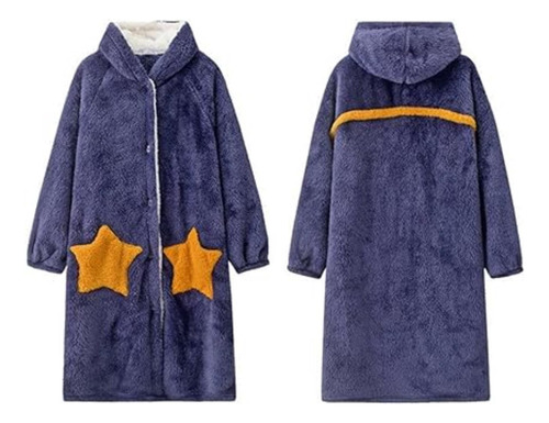 Pijama Bata Estrellas Aborregada Con Capucha Dormir Suave 