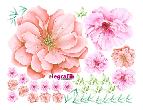 Vinil Decorativo Floral Acuarela Calcomanías Stickers