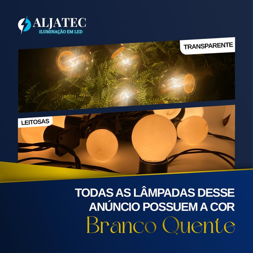 Varal De Luzes 10m Externo Lâmpada Amarelo Quente Cordão Fio Luzes Incandescente Clara 15w 127v