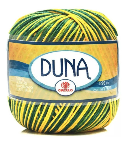 Fio Duna 100g 170mts Tex 590 100% Algodão Mercerizado Cor 9636- Cores da Copa