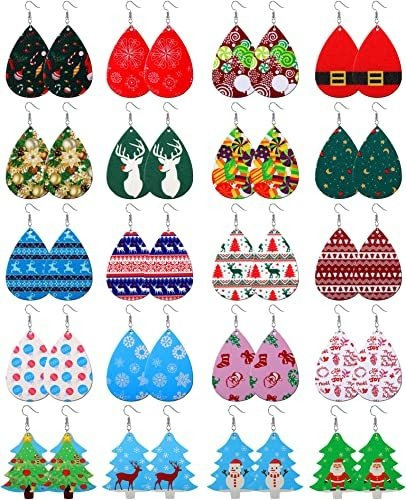 Pendientes De Cuero Para Mujer Navidad Pendientes Lágrima