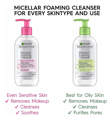 Garnier Skinactive Micelar Espuma Facial Wash, Para Todos Lo