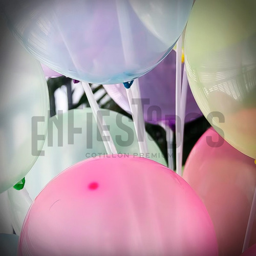 Base Soporte Porta Globos Con 11 Varillas Cotillon Cumple Blanco