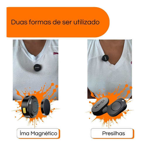 Microfone Lapela Redondinho Sem Fio Anti Ruido Imã Kaidi