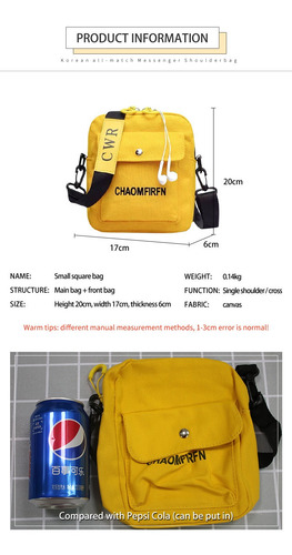 Bolsa Quadrada De Lona, Pequena, Estilo Coreano, Transversal
