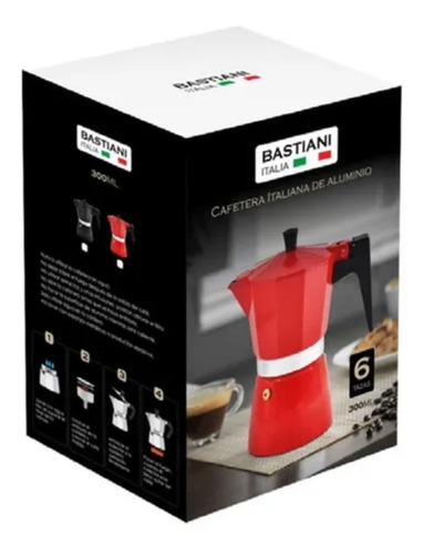 Imagen 2 de 5 de Cafetera Express Tipo Italiana 6 Tazas Aluminio