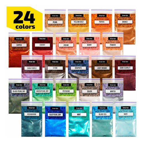 Pigmentos : 24 Colores X 3g Para Jabones  Epoxy Resina