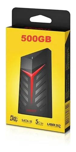 HD Externo 500GB USB 3.0 Hitachi Slim Portátil Preto para PS4 Xbox