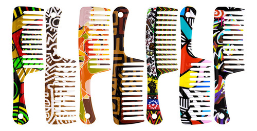 Afropick Peine De Plástico Antiestático De Dientes Anchos Pa
