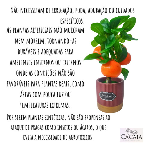 Mini Árvore Com Fruta Tangerina Artificial Planta Decoração