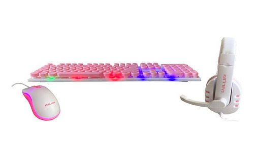 Imagen 2 de 3 de Kit Gamer Level Up Blanco Rosado Lvlup Color Del Teclado Rosa