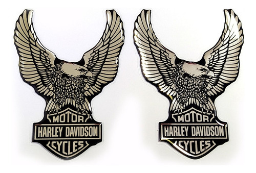 Par Adesivo Compatível Harley Davidson Águia 3d Cromado Rs42 Cor HARLEY DAVIDSON ÁGUIA CROMADO