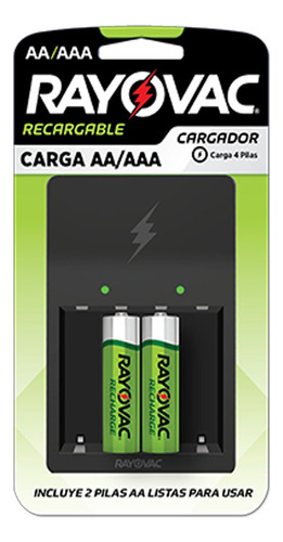 Cargador De Pilas Recargables Aa/aaa Rayovac Con 2 Pilas Aa