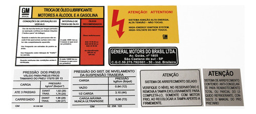 Kit Adesivos Etiquetas Cofre Motor Chevrolet Monza Etmt3 Fgc