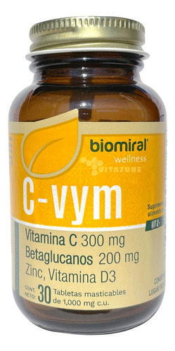 Vitamina C Betaglucanos Zinc Y Vitamina D3 30 Tabs Masticabl