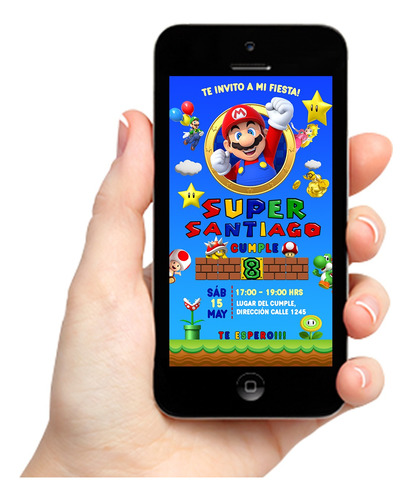 Tarjeta Invitación Super Mario Bros | Digital | Cumpleaños