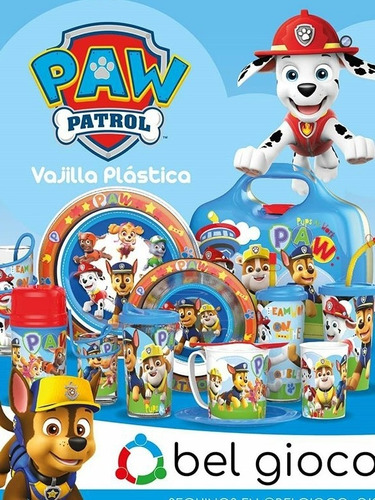Set Taza Plato Y Cuchara Regalo Paw Patrol Licencia Oficial