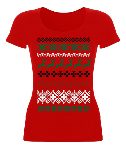 Remera Mujer Navideña Renos Navidad Nieve Árbol