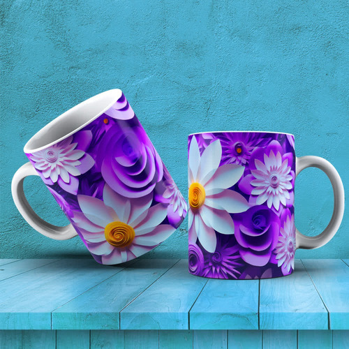 Diseños Plantillas Tazas Flores Efecto 3d P1