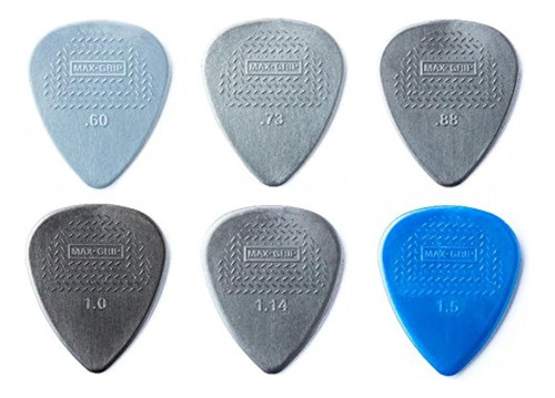 Dunlop Nylon Max Grip Standard Picks Sample Mix Pack (2 De C