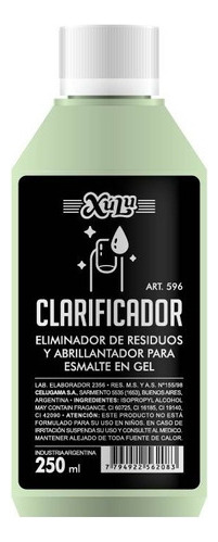 Clarificador Xúlu X 250ml Para Esmalte Semipermanente Z596 Color VERDE TRASLÚCIDO