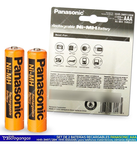 Imagen 4 de 5 de Pilas Baterias Recargable Panasonic Aaa 1.2v 830mah Pack X2