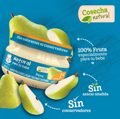 Papilla Gerber Cosecha Natural De Pera 6 Meses 71 G