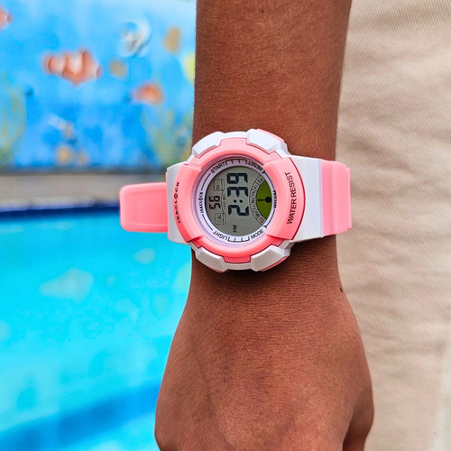Relogio Infantil Feminino Kids Digital Rosa Isaclock Resistente Criança Menina Irf001