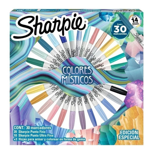 Marcadores Sharpie Ruleta Misticos X 30 Colores + Hojas