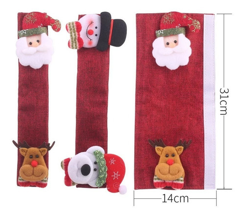 Imagen 2 de 2 de Set X2 Fundas Manija Heladera/ Microondas/ Horno Navideñas