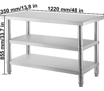 Vevor Stainless Steel Work Prep Table 48 X14 With Under Zzi