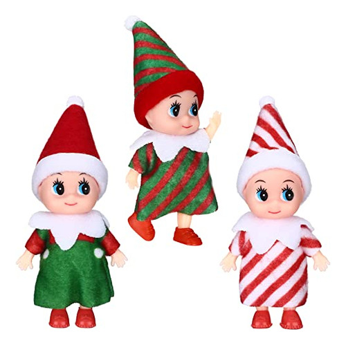 3 Piezas Tiny Elf Doll Christmas Miniature Elf Twins 8zp6j
