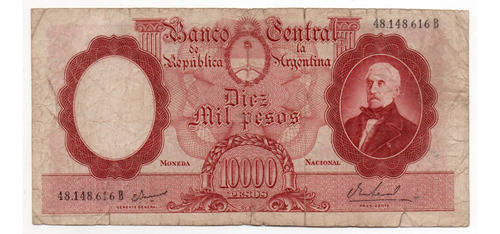 Billete Argentina 10000 Pesos Moneda Nacional Bottero 2197
