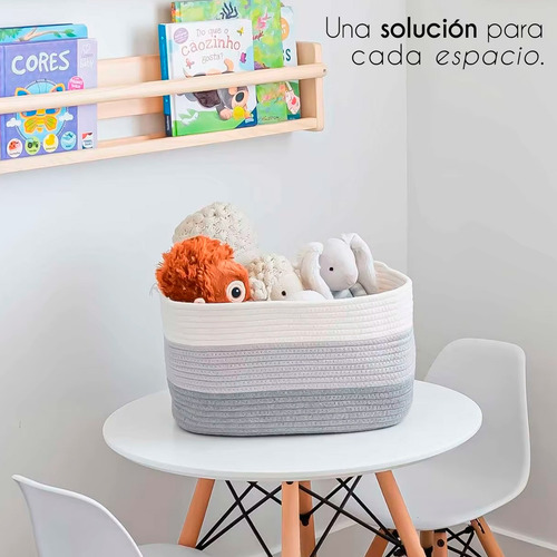 Juego Cestas Almacenamiento 3 Organizadoras Estantes Color Gris