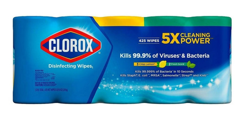 Toallas Desinfectantes Clorox X 5 Pack 78 Unidades