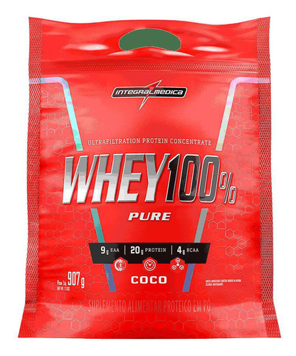 Whey 100% Pouch Pure Coco 907g - Integralmédica