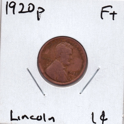 1920 Lincoln Cent Vf (1) Moneda Penny 1c Cobre Dolar Barato